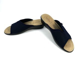 Fly Flot Sandals Womens Size EU 40 9.5 Comfort Soft Navy Blue Mule Made In Italy